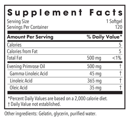 EPO - supplement fact label with Evening Primrose Oil