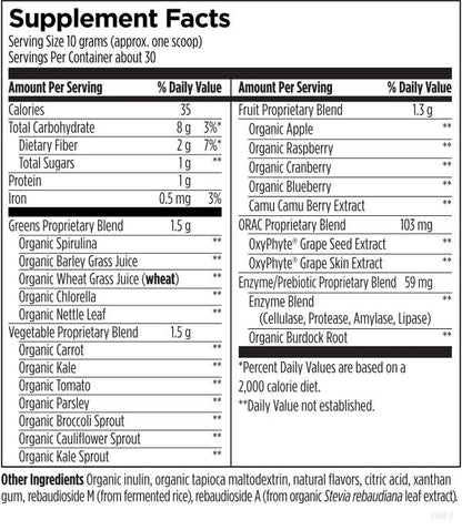 EssentiaGreens™ and Reds Straberry Kiwi Supplement Facts