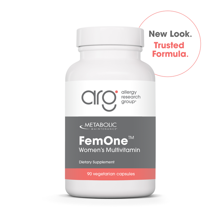 FemOne Women's Multivitamin bottle from Metabolic Maintenance with a new look badge stating New Look Trusted Formula.