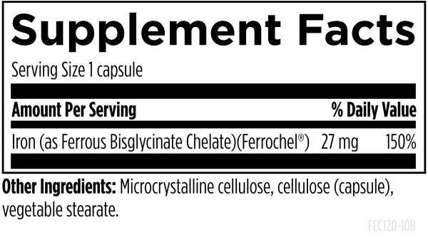 Ferrochel® Iron Chelate 120 capsules supplement facts image