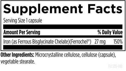 Ferrochel® Iron Chelate 120 capsules supplement facts image