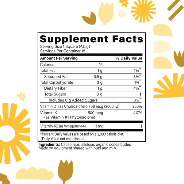 Fx Chocolate® Sunshine-15 Count Chocolate supplement facts image