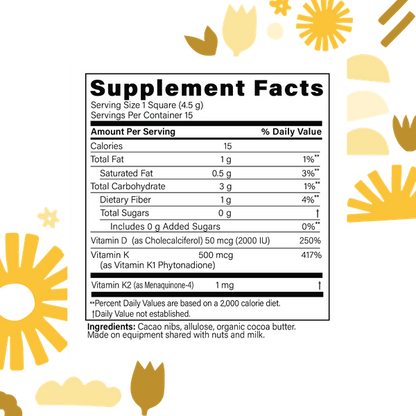 Fx Chocolate® Sunshine-15 Count Chocolate supplement facts image