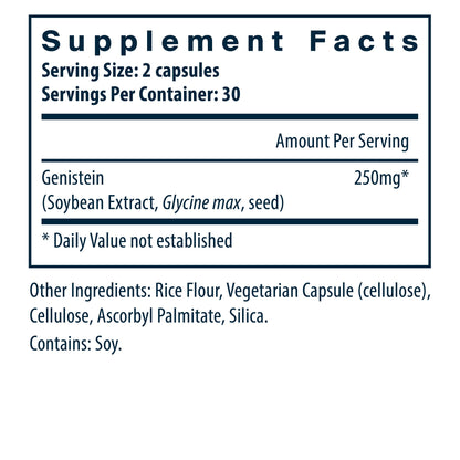 Vital Nutrients Genistein dietary supplement other ingredients and supplement facts.