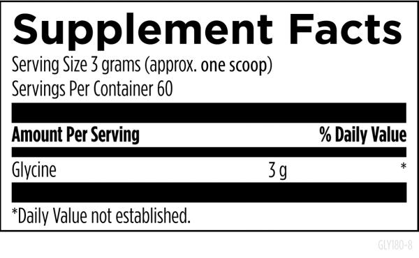 Glycine Powder 180 g (6.3 oz) powder supplement facts image