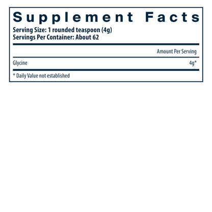 Vital Nutrients Glycine Powder supplement facts.