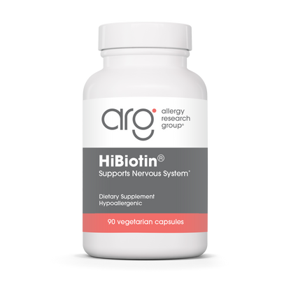 Allergy Research Group HiBiotin® - 90 vegetarian capsules bottle front label