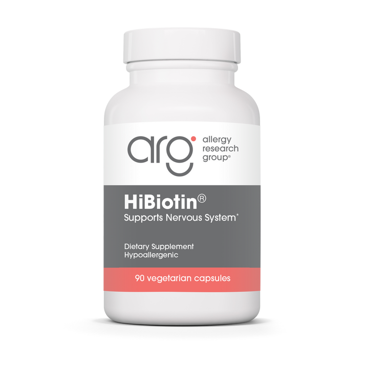 Allergy Research Group HiBiotin® - 90 vegetarian capsules bottle front label