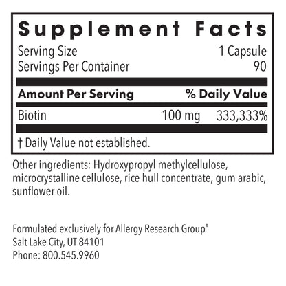 HiBiotin® - supplement fact label with Biotin