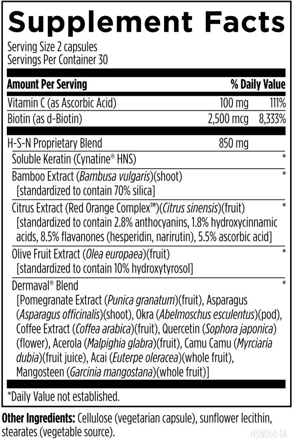 H-S-N Radiance™ supplement facts image