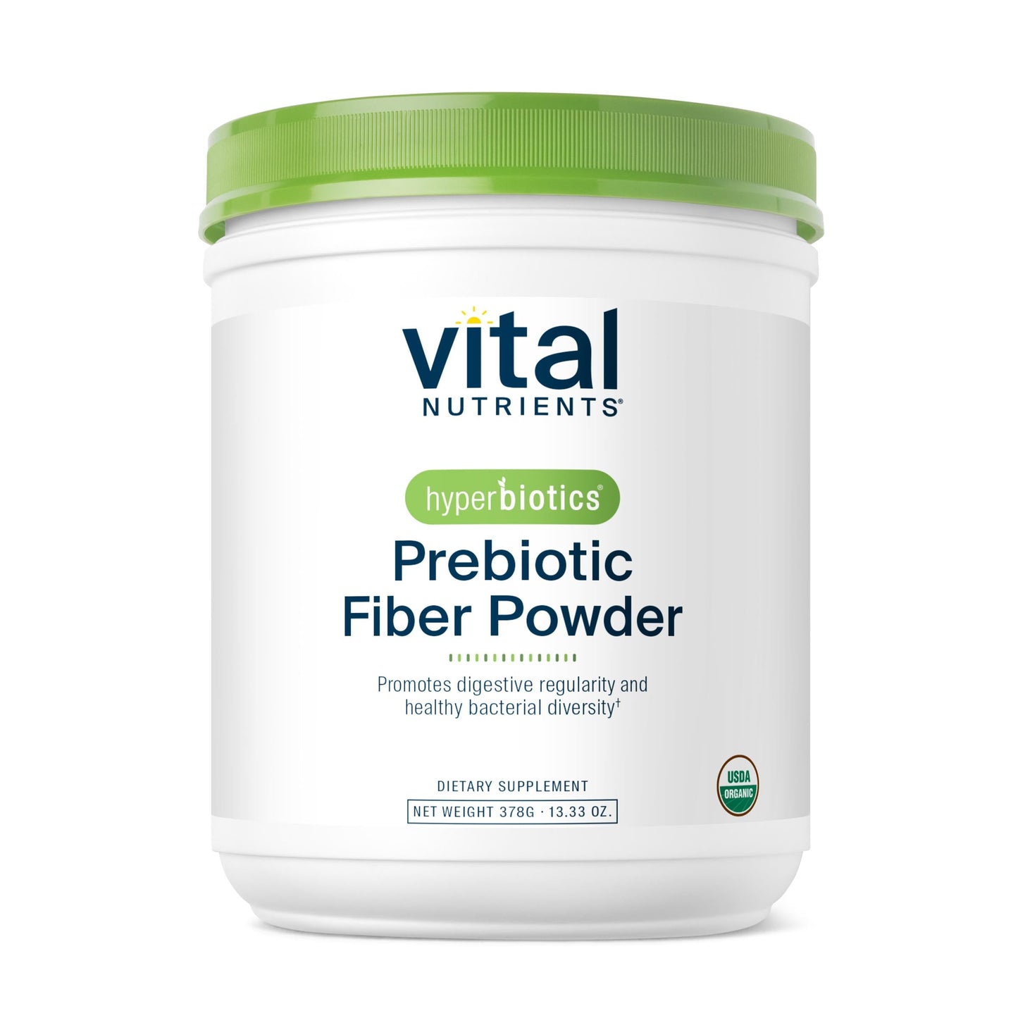 Vital Nutrients Hyperbiotics Prebiotic Fiber Powder promotes digestive regularity. A supportive supplement to use with glp-one medications.*