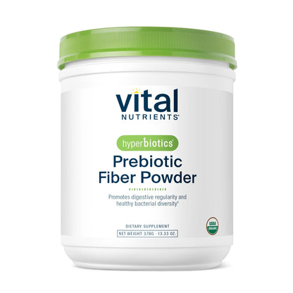 Vital Nutrients Hyperbiotics Prebiotic Fiber Powder promotes digestive regularity. A supportive supplement to use with glp-one medications.*