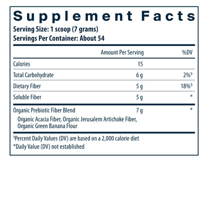 Vital Nutrients Hyperbiotics Prebiotic Fiber Powder supplement facts information.