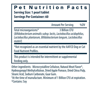 Hyperbiotics Pro-Pets Probiotic pet nutrition facts.