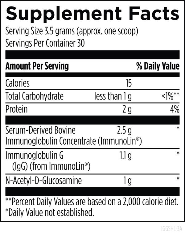 IgGI Shield™ supplement facts image