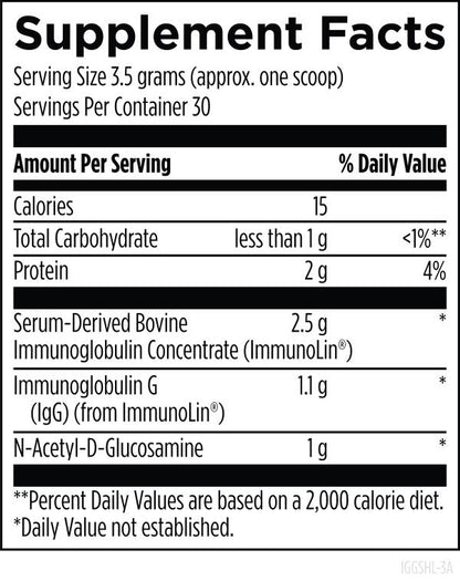 IgGI Shield™ supplement facts image