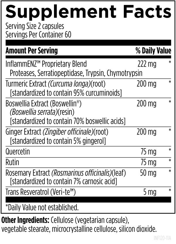 Inflammatone™ 120 capsules supplement facts image