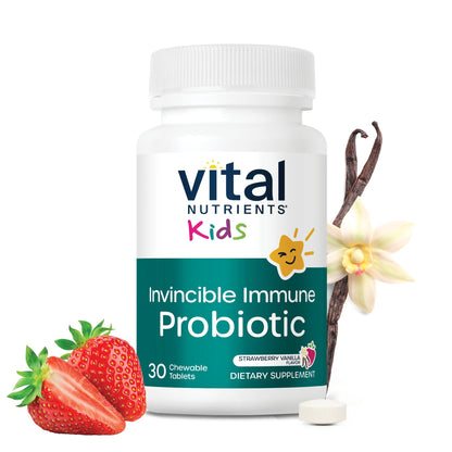 Vital Nutrients Kids Invincible Immune Probiotic 30 chewable tablets.