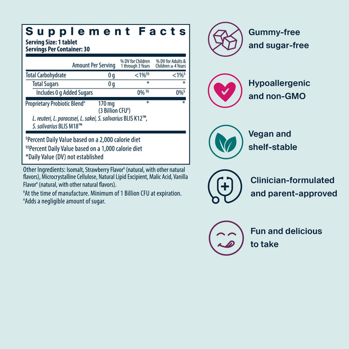 Vital Nutrients Kids Invincible Immune Probiotic supplement facts.