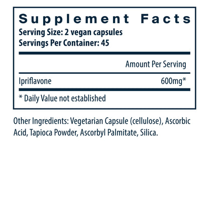 Vital Nutrients Ipriflavone dietary supplement other ingredients and supplement facts.
