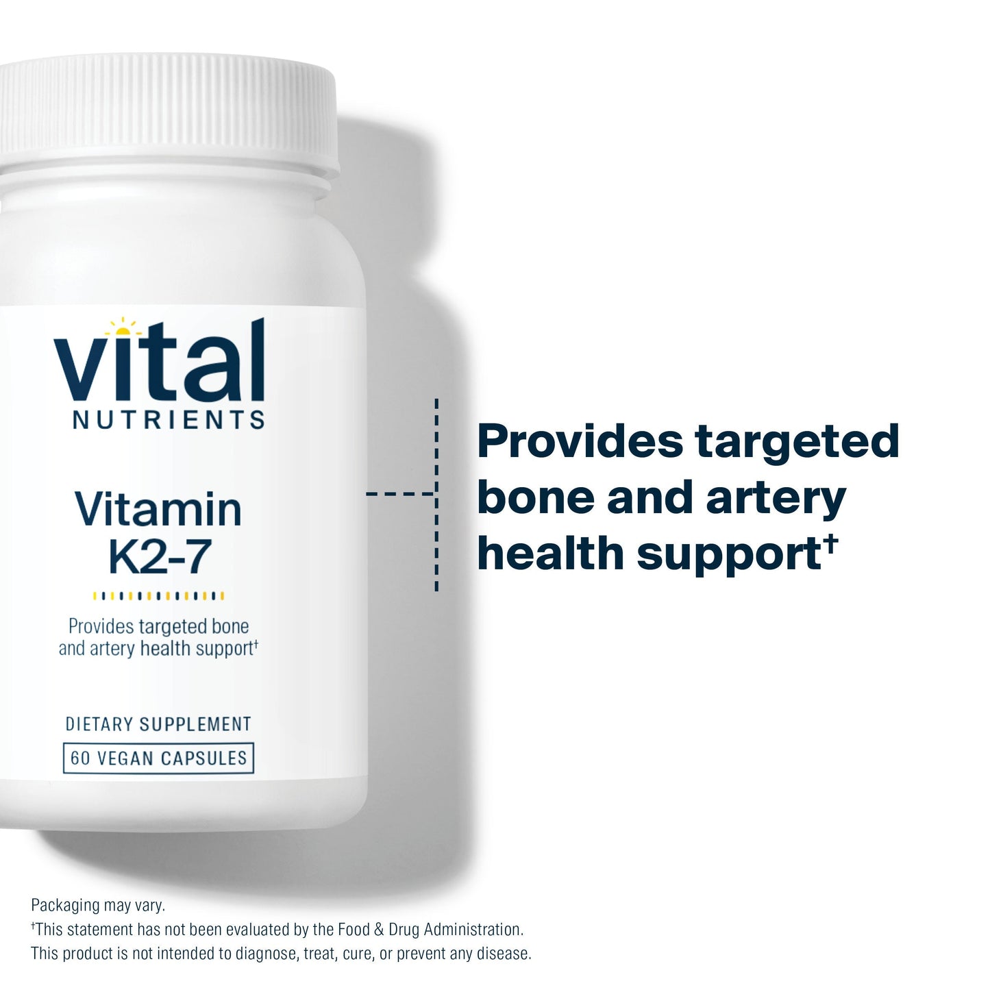 Vital Nutrients Vitamin K2-7 provides targeted bone and artery health support.