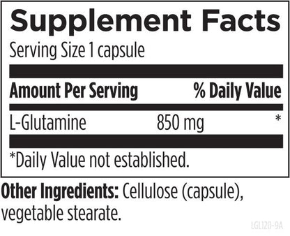 L-Glutamine supplement facts image