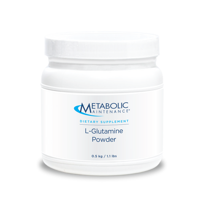 Metabolic Maintenance L-Glutamine Powder tub front label for gut health and muscle recovery support