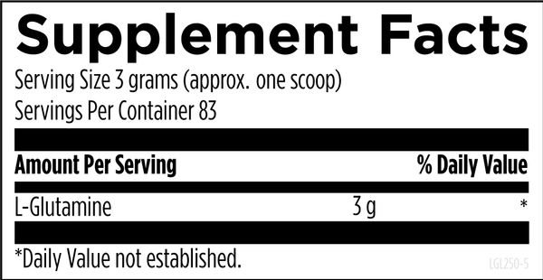 L-Glutamine Powder 250 g (8.8 oz) powder supplement facts image