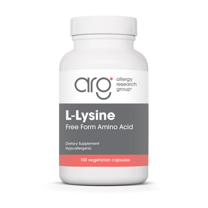 Allergy Research Group L-Lysine 500 mg - 100 vegetarian capsules bottle front label