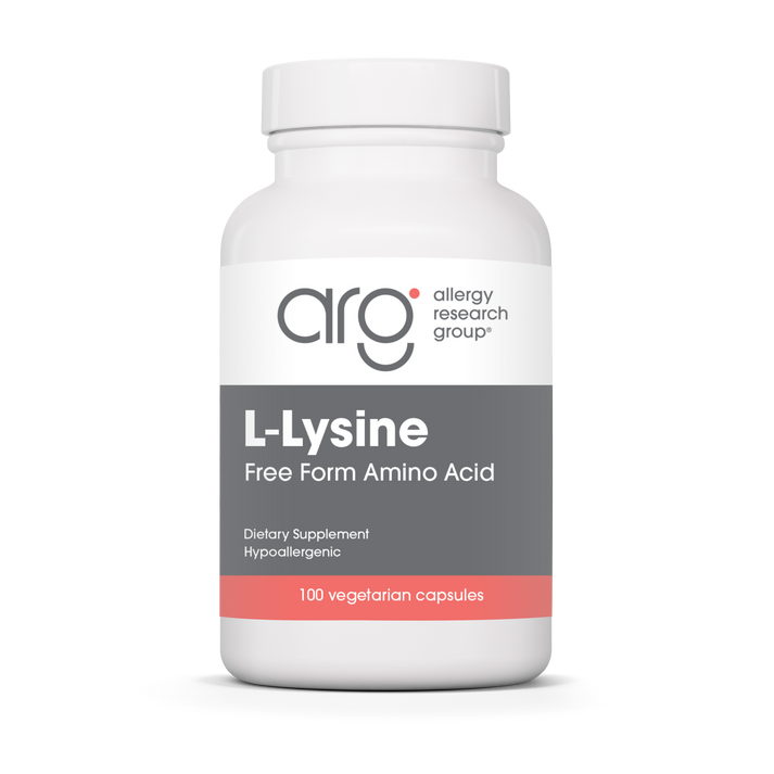 Allergy Research Group L-Lysine 500 mg - 100 vegetarian capsules bottle front label