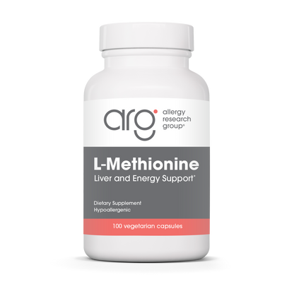 Allergy Research Group L-Methionine 500 mg - 100 vegetarian capsules bottle front label