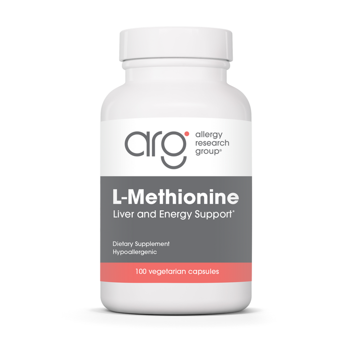 Allergy Research Group L-Methionine 500 mg - 100 vegetarian capsules bottle front label