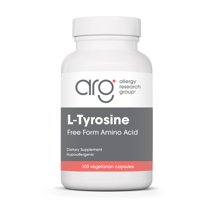 Allergy Research Group L-Tyrosine 500 mg - 100 vegetarian capsules bottle front label