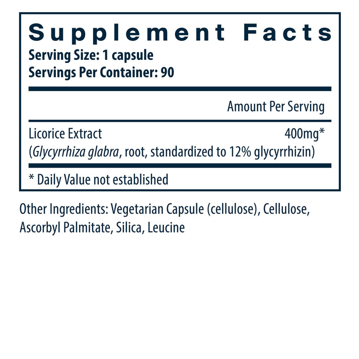 Vital Nutrients Licorice Root Extract supplement facts.