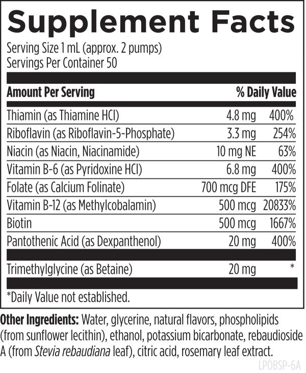 Liposomal B Supreme 1.7 fl oz (50 ml) liquid supplement facts image