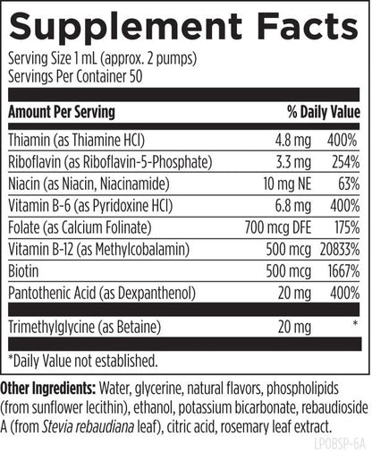 Liposomal B Supreme 1.7 fl oz (50 ml) liquid supplement facts image