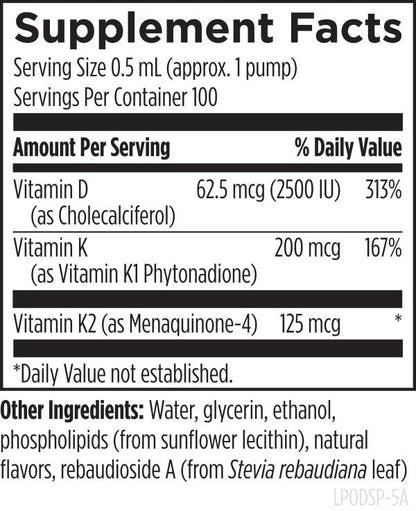 Liposomal D Supreme 1.7 fl oz (50 ml) liquid supplement facts image