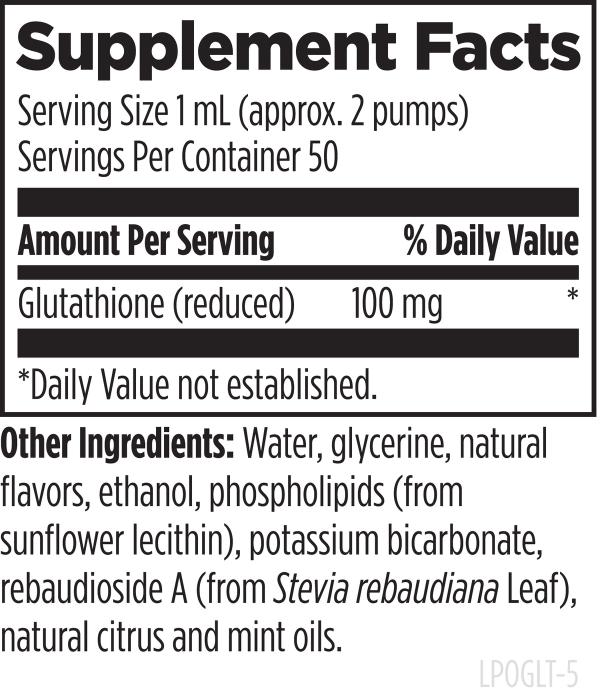 Liposomal Glutathione supplement facts image