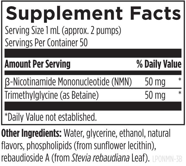 Liposomal NMN Synergy™ supplement facts image