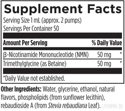 Liposomal NMN Synergy™ supplement facts image