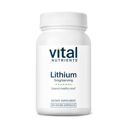 Vital Nutrients Lithium 5mg/serving dietary supplement.