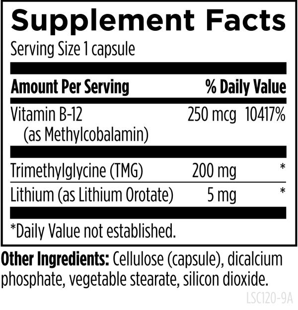 Lithium Synergy 120 capsules supplement facts image