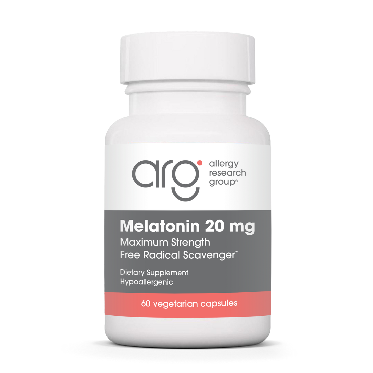 Allergy Research Group Melatonin 20 mg - 60 vegetarial capsules bottle front label