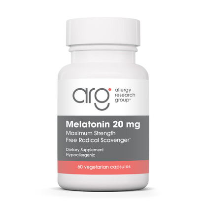 Allergy Research Group Melatonin 20 mg - 60 vegetarial capsules bottle front label
