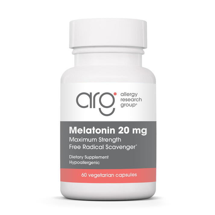 Allergy Research Group Melatonin 20 mg - 60 vegetarial capsules bottle front label