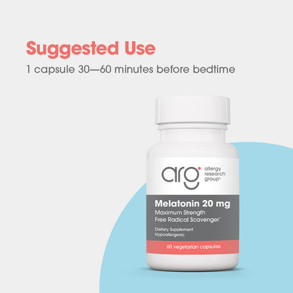 Melatonin 20 mg - suggested use: 1 capsule 30-60 minutes before bedtime