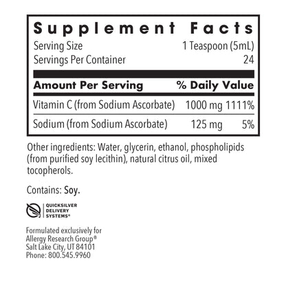 Micro Liposomal C - supplement fact label with Vitamin C and Sodium