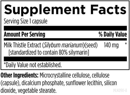 Milk Thistle 90 capsules supplement facts image