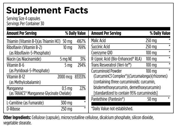 Mito NRG Complex supplement facts image