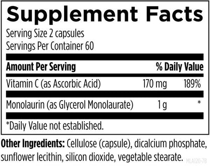 Monolaurin-Avail™ 120 capsules supplement facts image